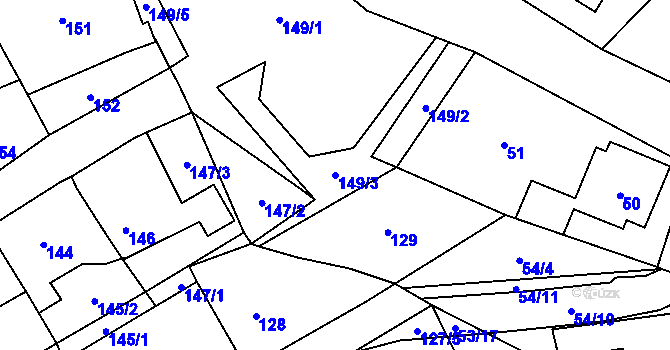 Parcela st. 149/3 v KÚ Jaroslavice u Zlína, Katastrální mapa