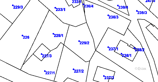 Parcela st. 229/2 v KÚ Jaroslavice u Zlína, Katastrální mapa