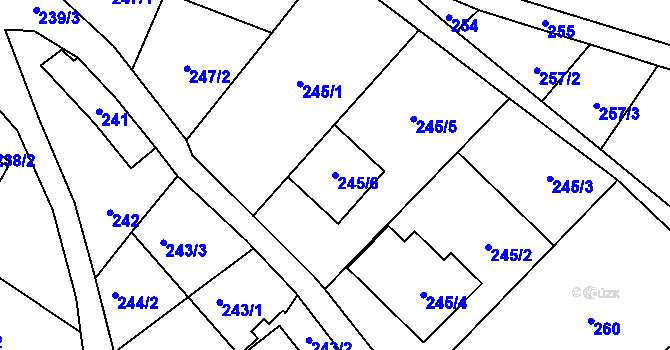 Parcela st. 245/6 v KÚ Jaroslavice u Zlína, Katastrální mapa