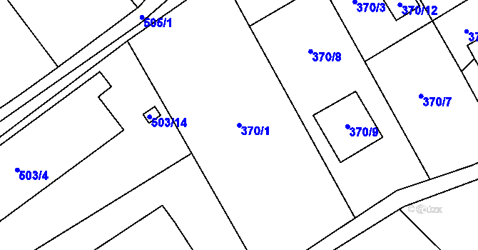 Parcela st. 370/1 v KÚ Jaroslavice u Zlína, Katastrální mapa
