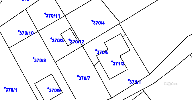 Parcela st. 370/5 v KÚ Jaroslavice u Zlína, Katastrální mapa