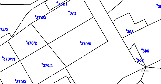 Parcela st. 370/6 v KÚ Jaroslavice u Zlína, Katastrální mapa