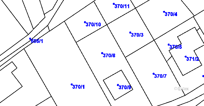 Parcela st. 370/8 v KÚ Jaroslavice u Zlína, Katastrální mapa