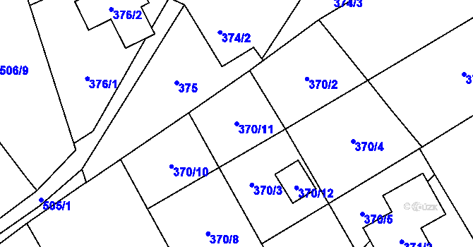 Parcela st. 370/11 v KÚ Jaroslavice u Zlína, Katastrální mapa
