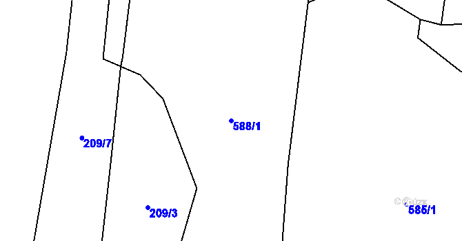 Parcela st. 588/1 v KÚ Jaroslavice u Zlína, Katastrální mapa