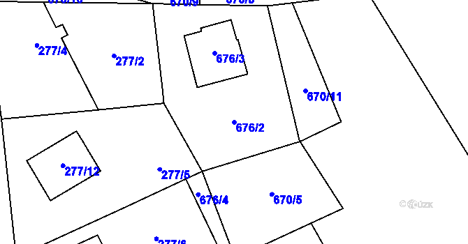Parcela st. 676/2 v KÚ Jaroslavice u Zlína, Katastrální mapa