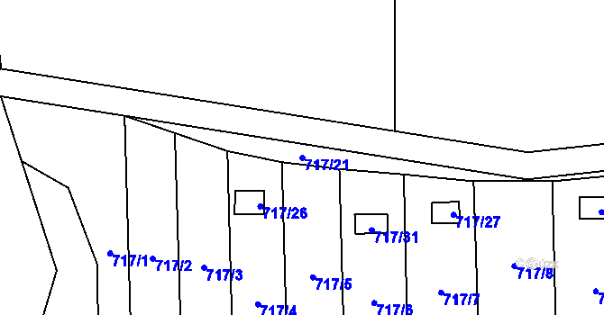 Parcela st. 717/21 v KÚ Jaroslavice u Zlína, Katastrální mapa