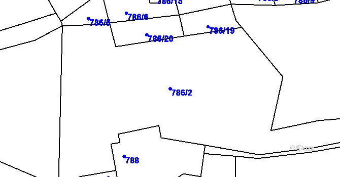 Parcela st. 786/2 v KÚ Jaroslavice u Zlína, Katastrální mapa