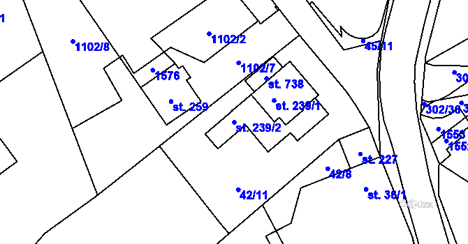 Parcela st. 239/2 v KÚ Kudlov, Katastrální mapa