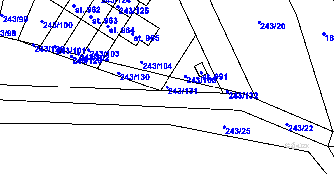 Parcela st. 243/131 v KÚ Kudlov, Katastrální mapa