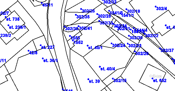 Parcela st. 40/1 v KÚ Kudlov, Katastrální mapa