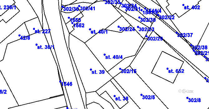 Parcela st. 40/4 v KÚ Kudlov, Katastrální mapa
