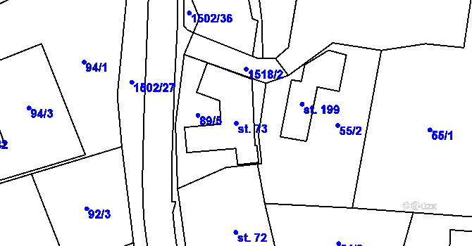 Parcela st. 73 v KÚ Kudlov, Katastrální mapa
