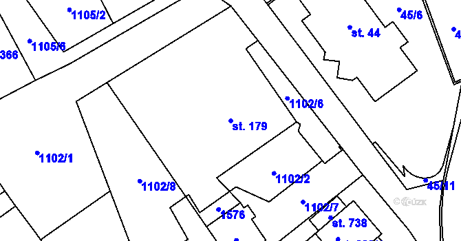 Parcela st. 179 v KÚ Kudlov, Katastrální mapa