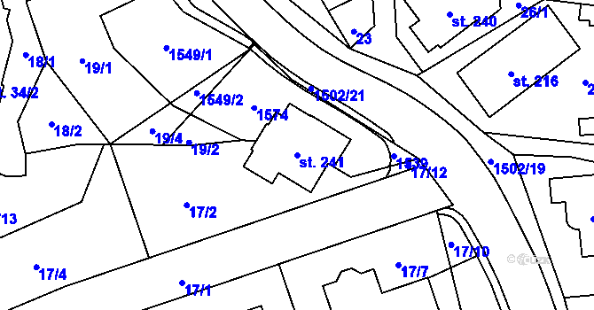 Parcela st. 241 v KÚ Kudlov, Katastrální mapa