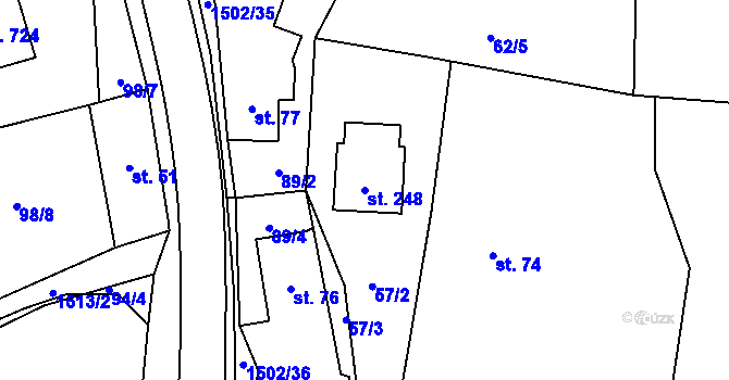 Parcela st. 248 v KÚ Kudlov, Katastrální mapa