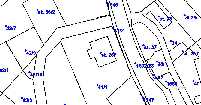 Parcela st. 267 v KÚ Kudlov, Katastrální mapa