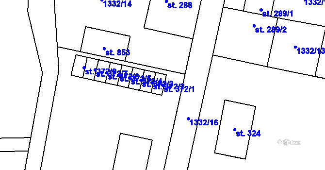 Parcela st. 372/1 v KÚ Kudlov, Katastrální mapa