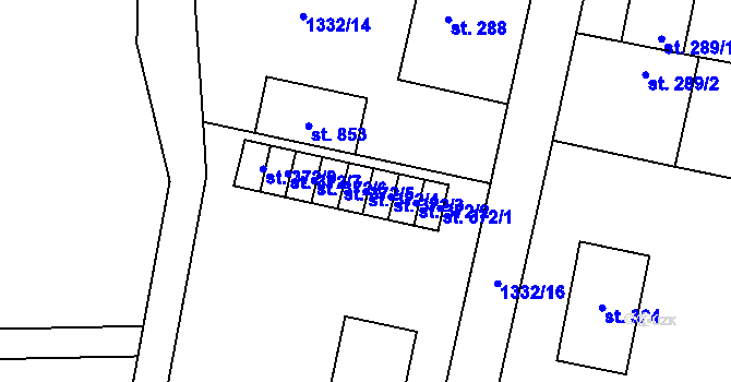 Parcela st. 372/4 v KÚ Kudlov, Katastrální mapa