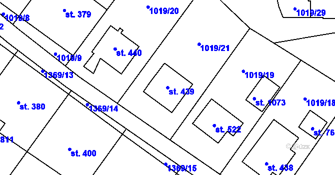 Parcela st. 439 v KÚ Kudlov, Katastrální mapa