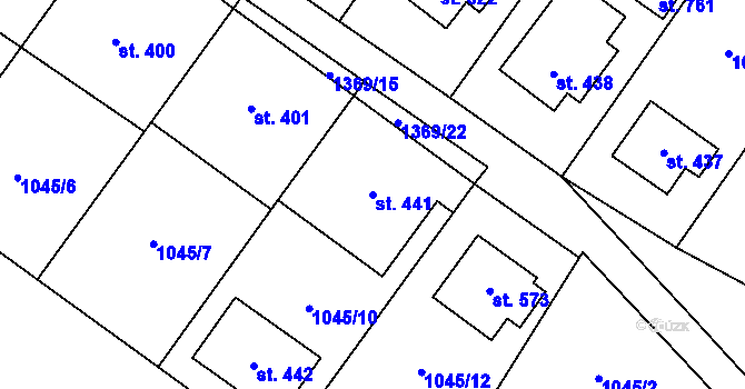 Parcela st. 441 v KÚ Kudlov, Katastrální mapa