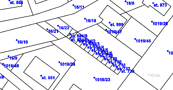 Parcela st. 654/4 v KÚ Kudlov, Katastrální mapa
