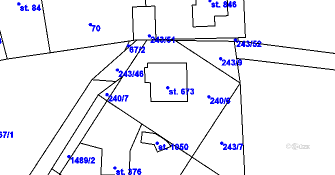 Parcela st. 673 v KÚ Kudlov, Katastrální mapa
