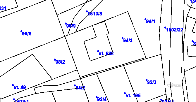 Parcela st. 682 v KÚ Kudlov, Katastrální mapa