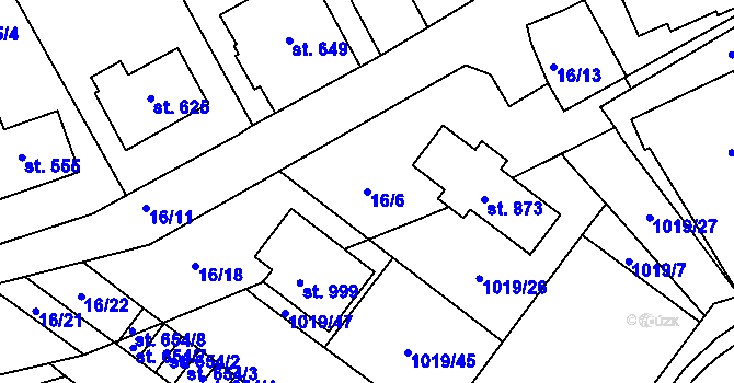 Parcela st. 16/6 v KÚ Kudlov, Katastrální mapa