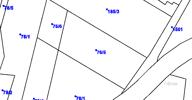 Parcela st. 76/5 v KÚ Kudlov, Katastrální mapa