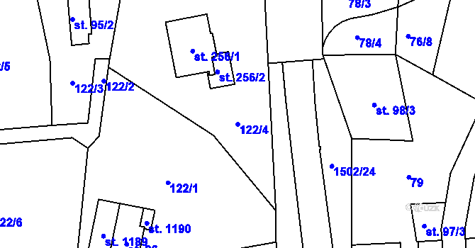 Parcela st. 122/4 v KÚ Kudlov, Katastrální mapa