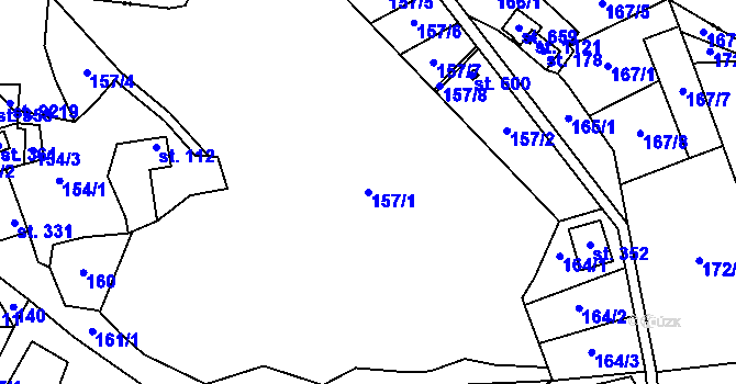 Parcela st. 157/1 v KÚ Kudlov, Katastrální mapa