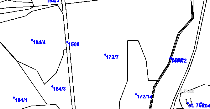 Parcela st. 172/7 v KÚ Kudlov, Katastrální mapa