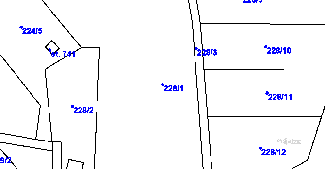 Parcela st. 228/1 v KÚ Kudlov, Katastrální mapa