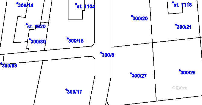 Parcela st. 300/6 v KÚ Kudlov, Katastrální mapa