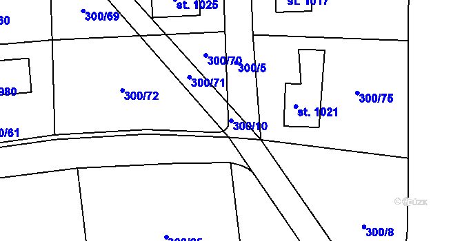 Parcela st. 300/10 v KÚ Kudlov, Katastrální mapa