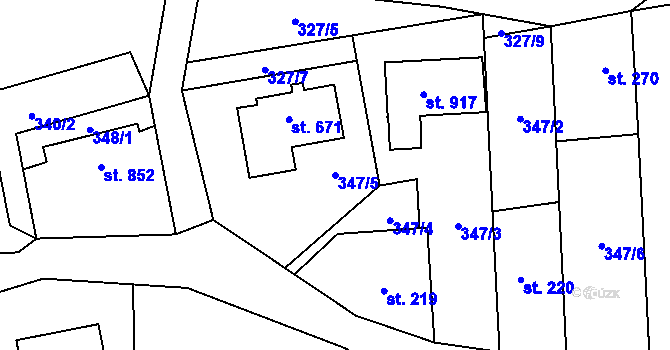Parcela st. 347/5 v KÚ Kudlov, Katastrální mapa