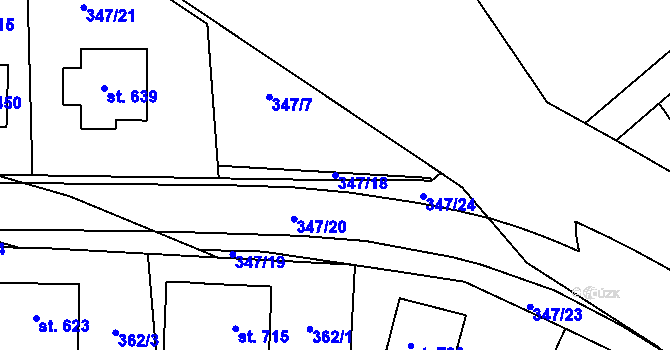 Parcela st. 347/18 v KÚ Kudlov, Katastrální mapa