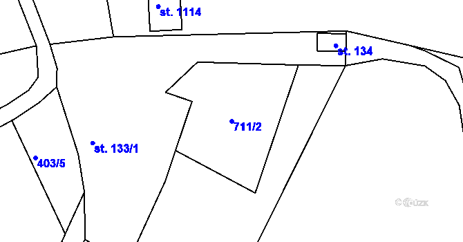 Parcela st. 711/2 v KÚ Kudlov, Katastrální mapa