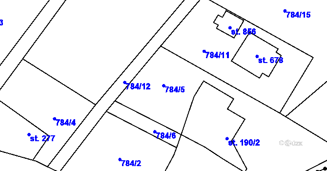 Parcela st. 784/5 v KÚ Kudlov, Katastrální mapa