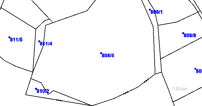 Parcela st. 808/5 v KÚ Kudlov, Katastrální mapa