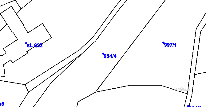 Parcela st. 954/4 v KÚ Kudlov, Katastrální mapa