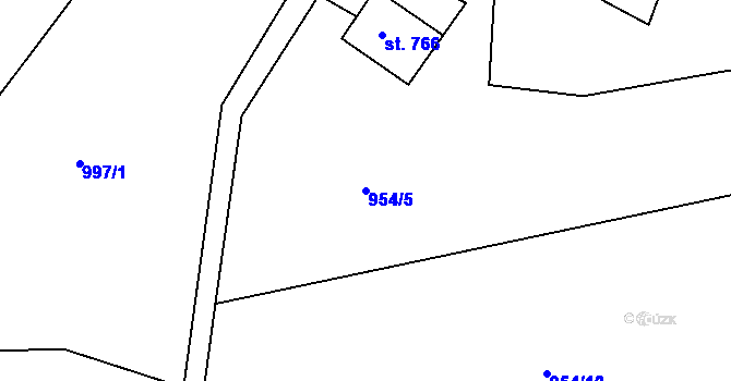 Parcela st. 954/5 v KÚ Kudlov, Katastrální mapa