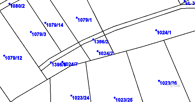 Parcela st. 1024/2 v KÚ Kudlov, Katastrální mapa