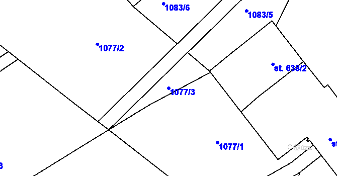 Parcela st. 1077/3 v KÚ Kudlov, Katastrální mapa