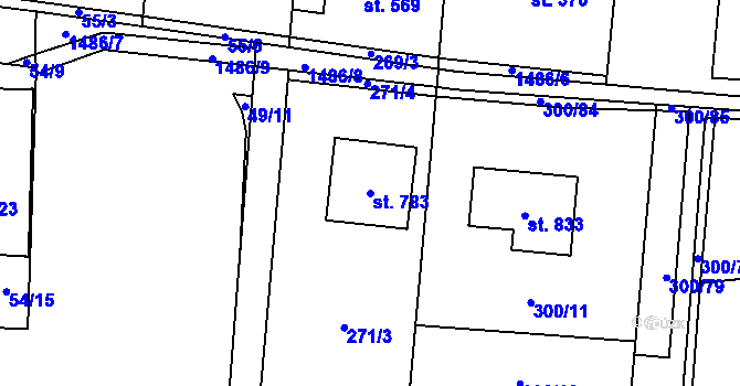 Parcela st. 783 v KÚ Kudlov, Katastrální mapa