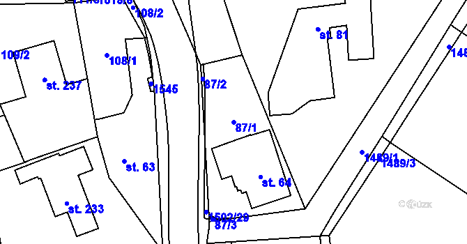 Parcela st. 87/1 v KÚ Kudlov, Katastrální mapa