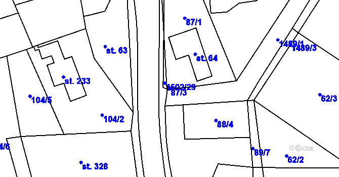 Parcela st. 87/3 v KÚ Kudlov, Katastrální mapa