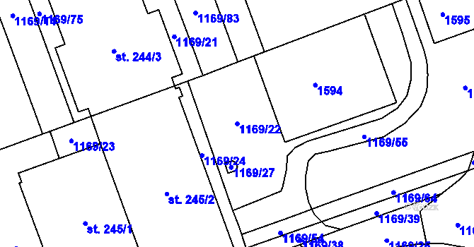 Parcela st. 1169/22 v KÚ Kudlov, Katastrální mapa