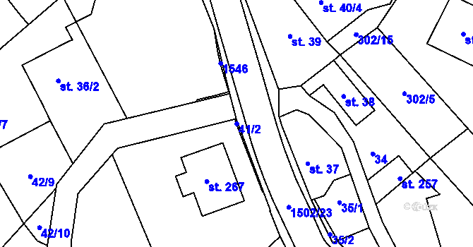 Parcela st. 41/2 v KÚ Kudlov, Katastrální mapa